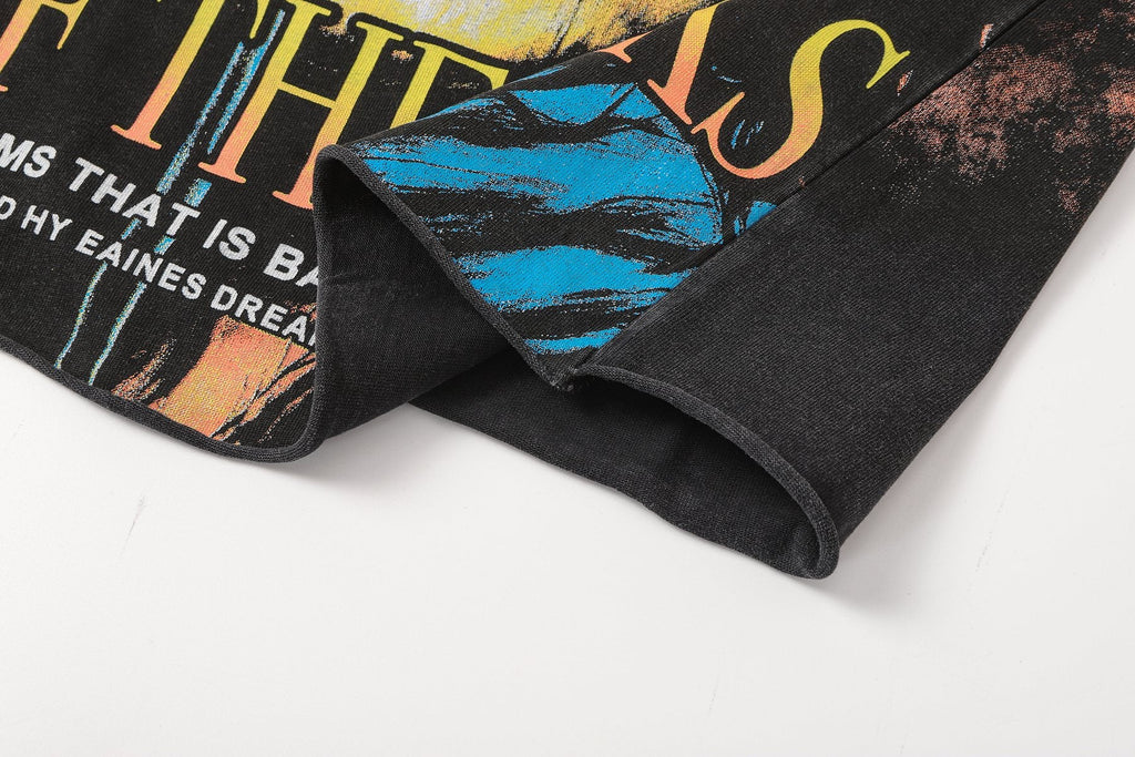 SAINT Washed Black Front & Back Graphic T-Shirt — detail