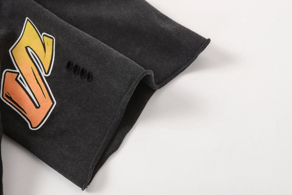 SAINT Washed Black Front & Back Graphic T-Shirt — detail