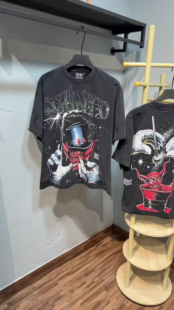 SAINT Washed Black Magician Devil Graphic T-Shirt — context