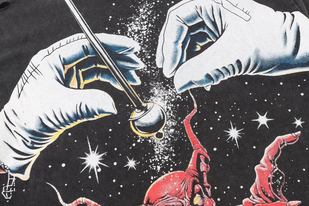 SAINT Washed Black Magician Devil Graphic T-Shirt — detail