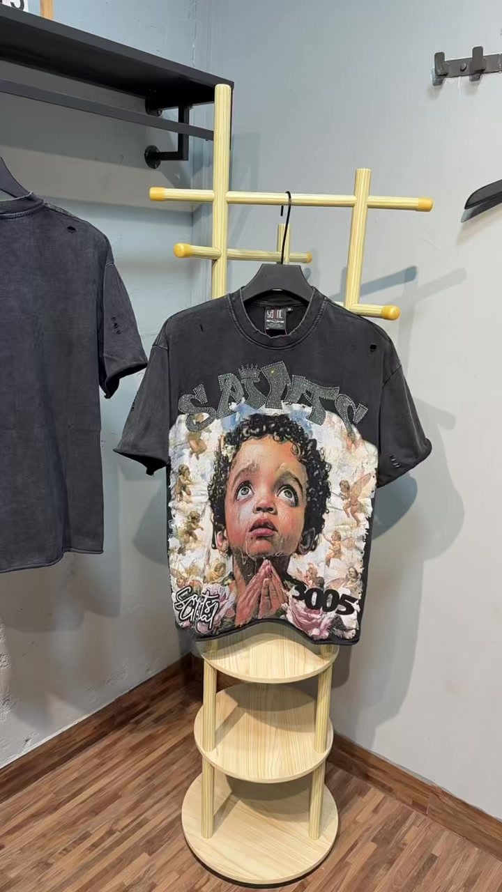 SAINT Washed Black Graphic T-Shirt — context