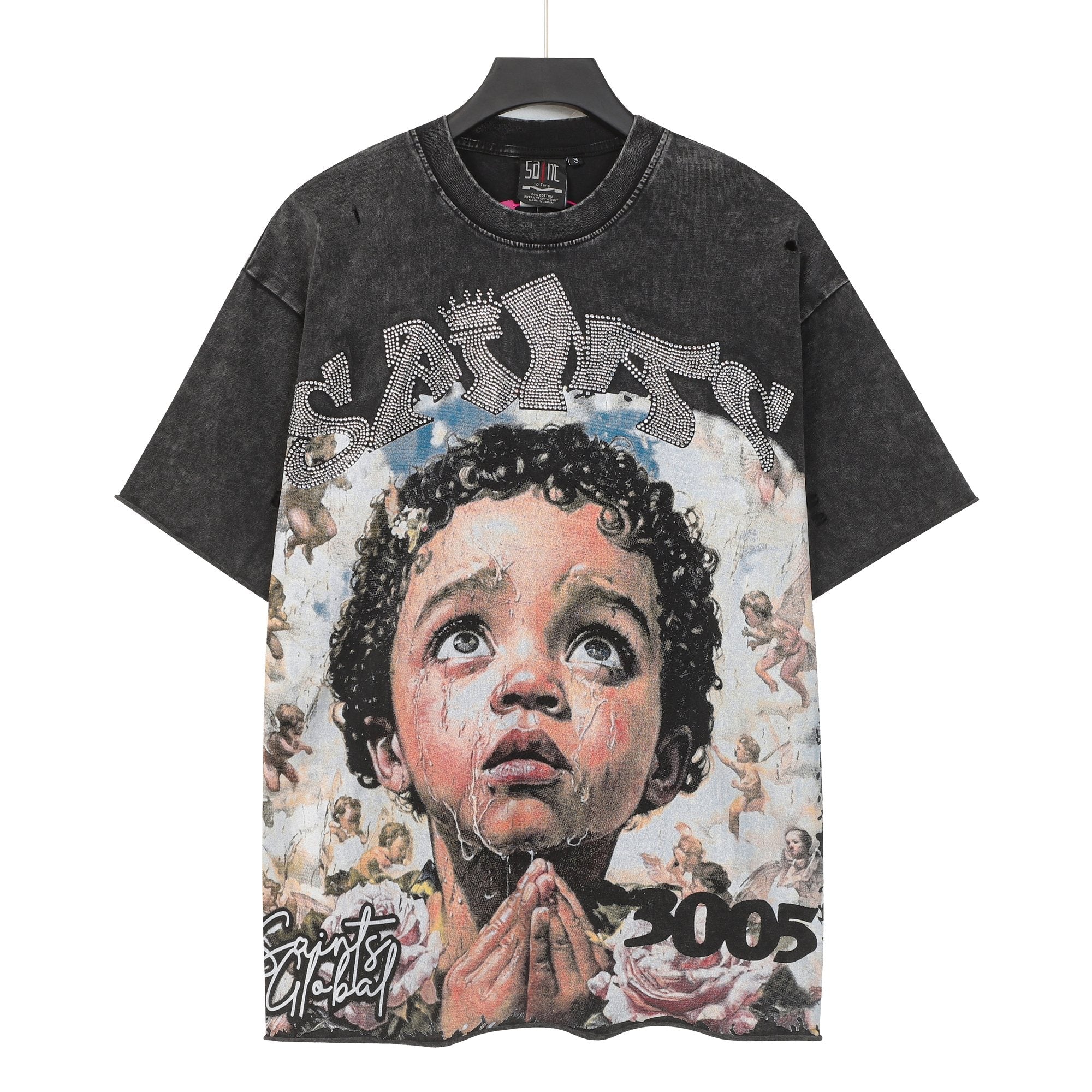 SAINT Washed Black Graphic T-Shirt — hero