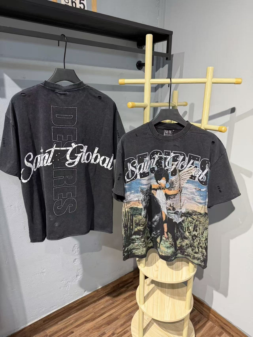 SAINT Rider & De Ores Graphic Washed Black T-Shirt — context