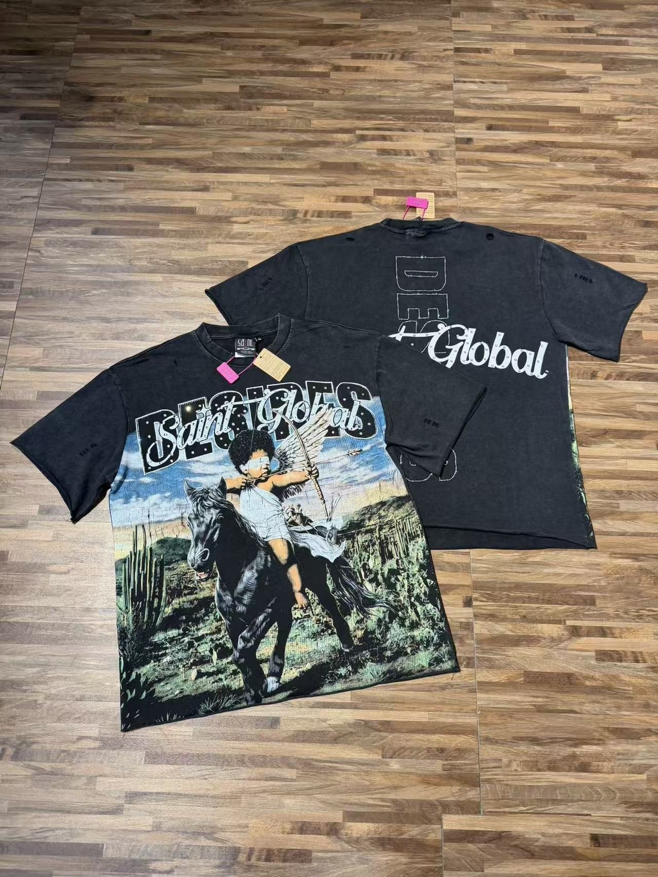SAINT Rider & De Ores Graphic Washed Black T-Shirt — context