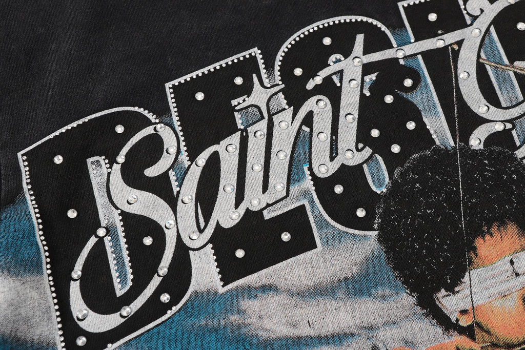 SAINT Rider & De Ores Graphic Washed Black T-Shirt — detail