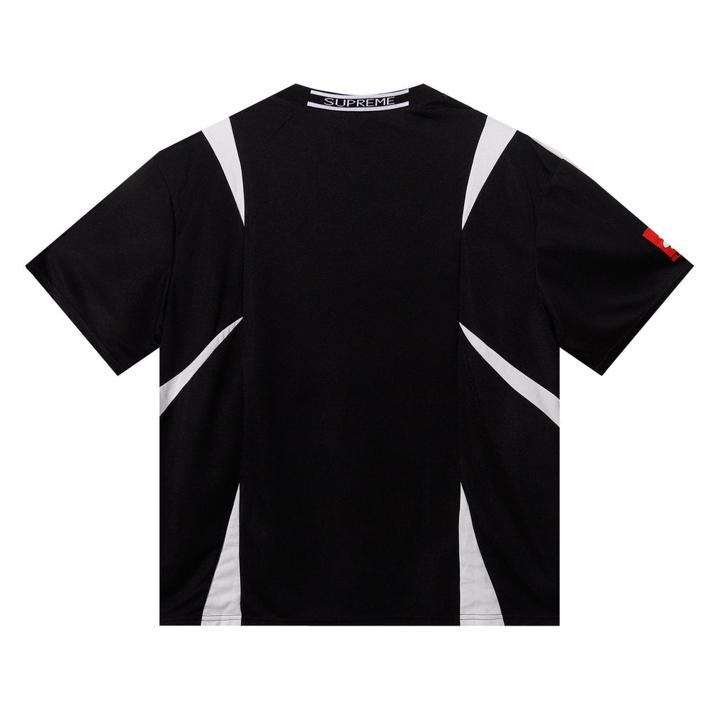 Supreme Black Soccer-Inspired Jersey Graphic T-Shirt — back