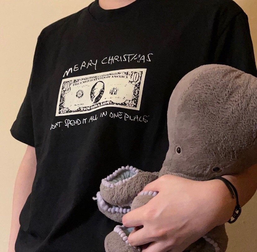 Supreme Merry Christmas Money Graphic T-Shirt — context