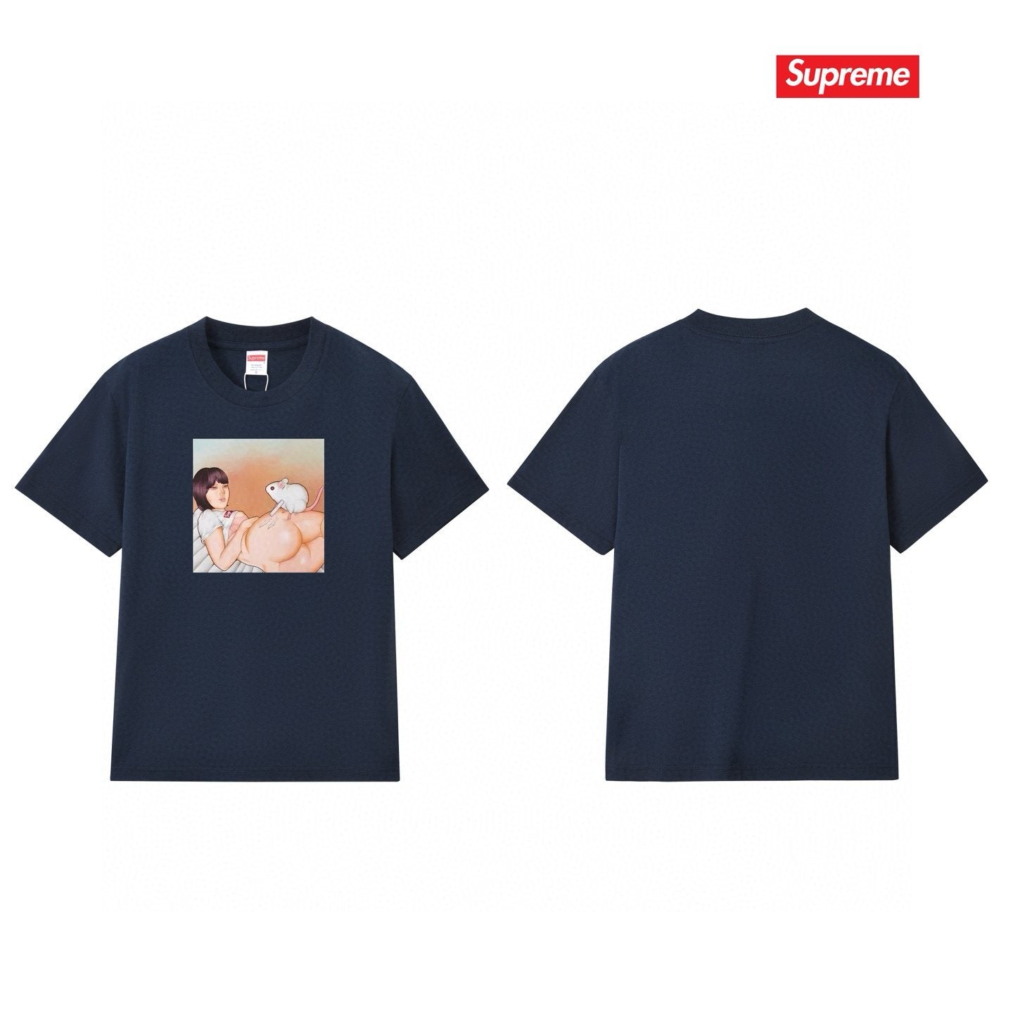 Supreme Anime-Style Graphic Short-Sleeve T-Shirt — back