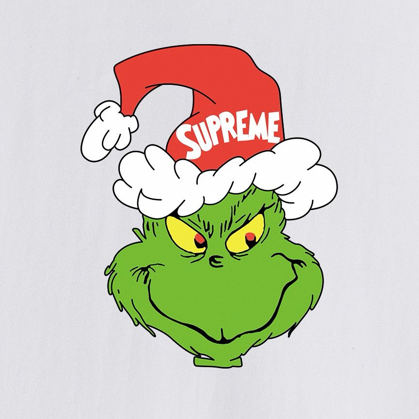 Supreme Grinch Santa Graphic T-Shirt — fabric_closeup