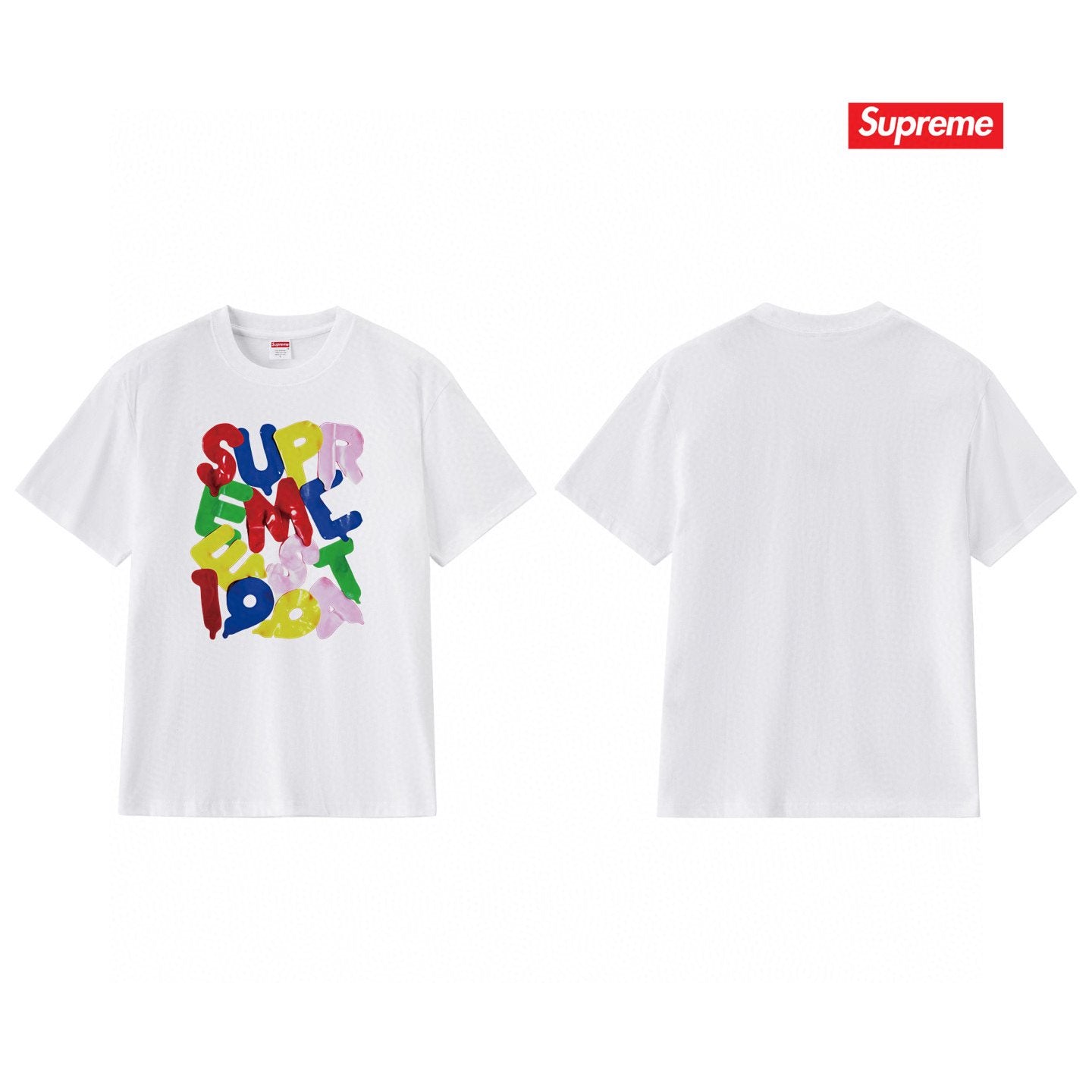Supreme Colorful Letter Graphic T-Shirt — front