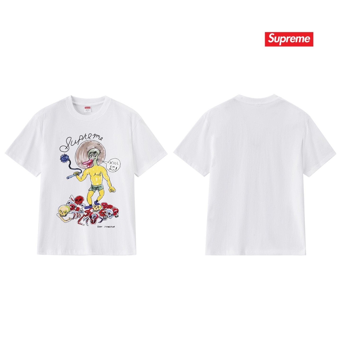Supreme Cartoon Skull Graphic T-Shirt — back