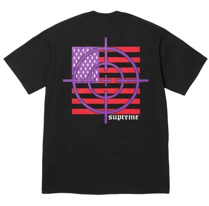 Supreme Flag Target Back Graphic T-Shirt - Black — back