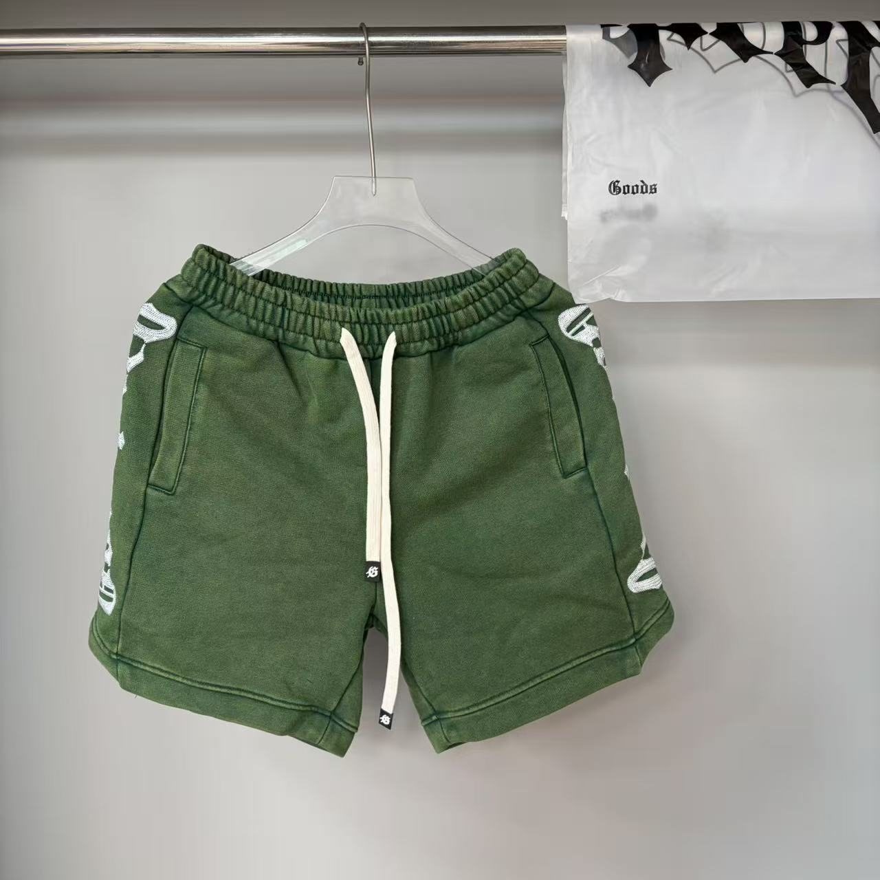 Godspeed Green Side Graphic Sweat Shorts — context