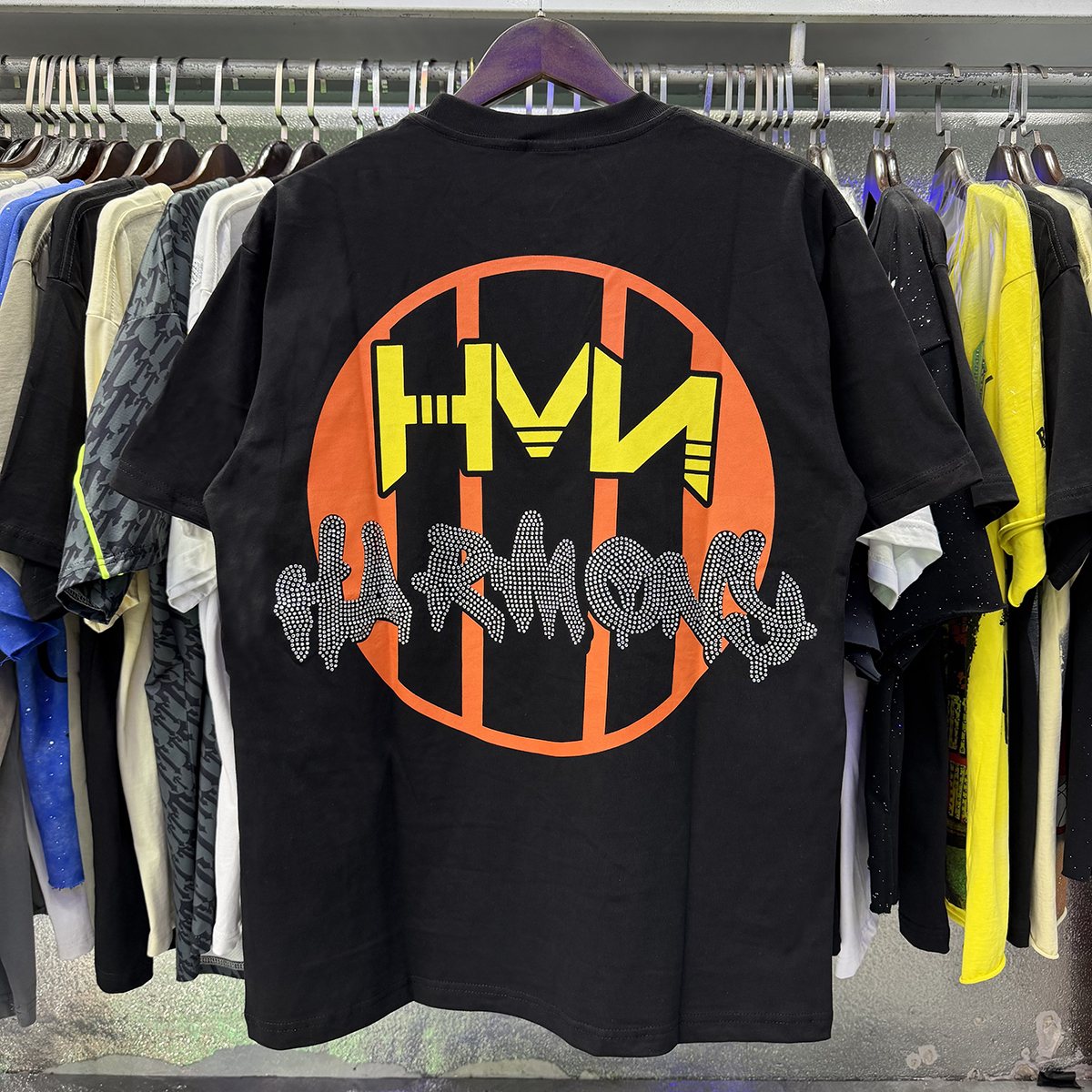 HARMONY Baseball Player Rhinestone Graphic T-Shirt — context