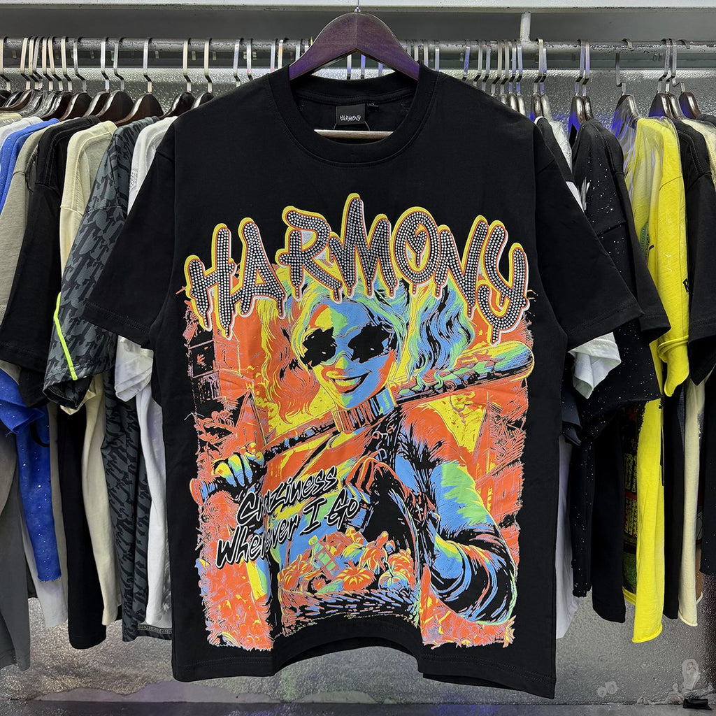 HARMONY Baseball Player Rhinestone Graphic T-Shirt — context