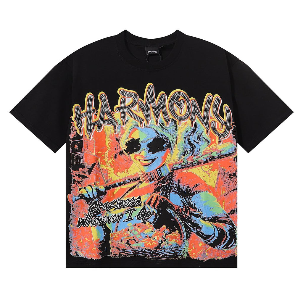 HARMONY Baseball Player Rhinestone Graphic T-Shirt — hero