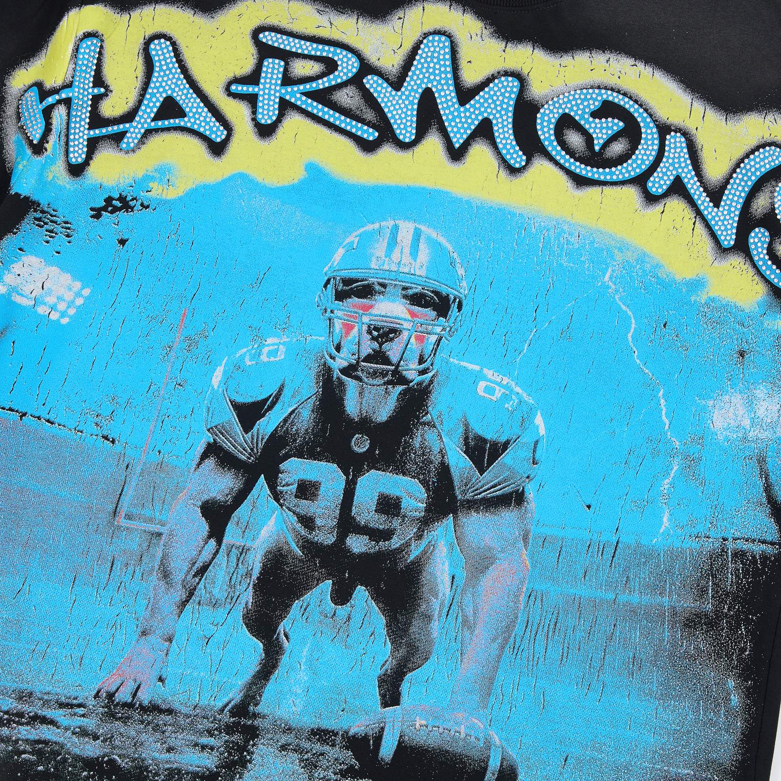 HARMONY Football Graphic Raw-Edge T-Shirt — detail