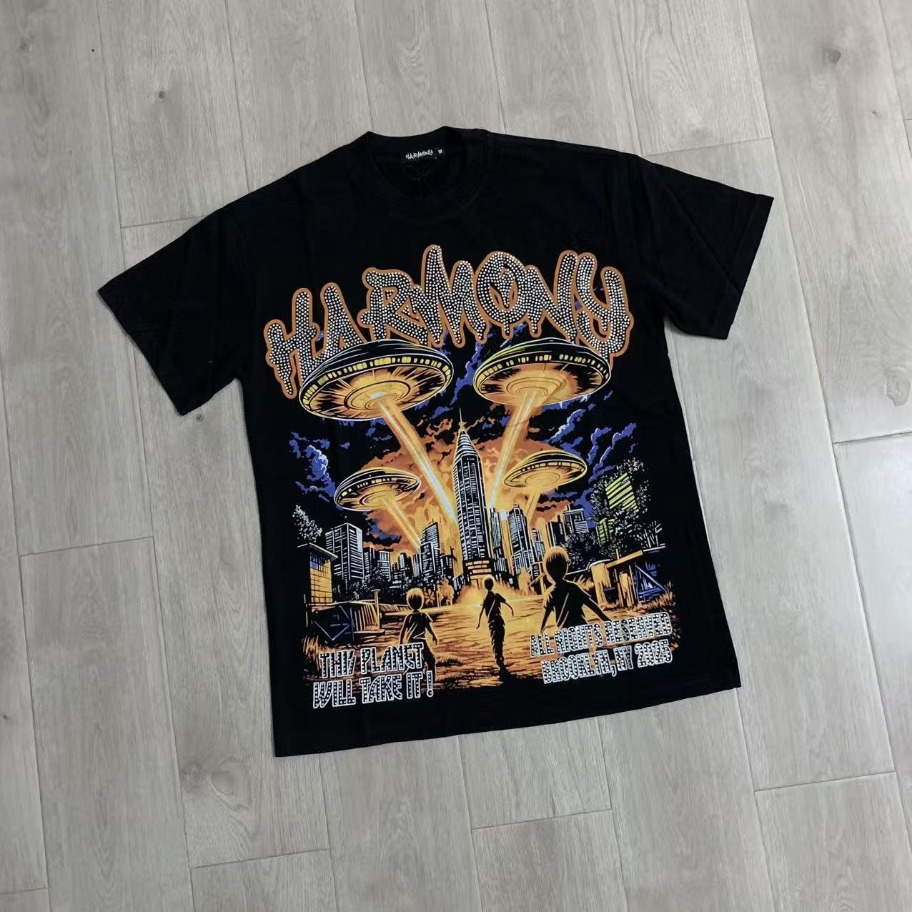 HARMONY Rhinestone Graphic T-Shirt — front