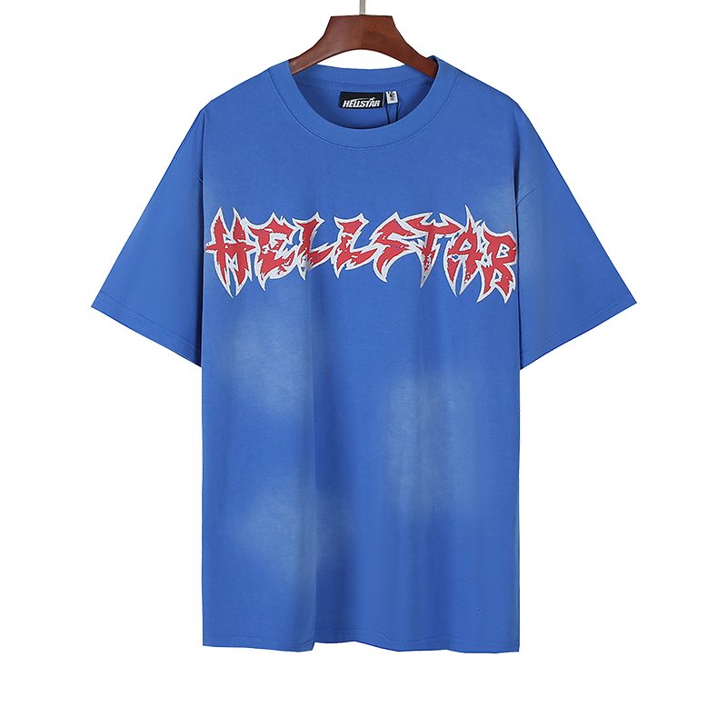 Hellstar Washed Blue Graphic T-Shirt — front
