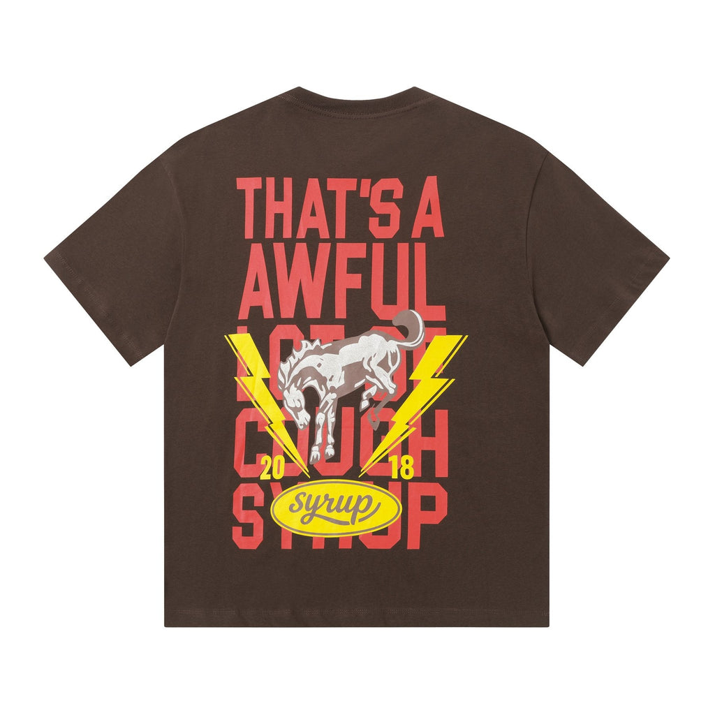 THAT'S A AWFUL LOT OF COUGH SYRUP Bull Lightning Graphic T-Shirt — back