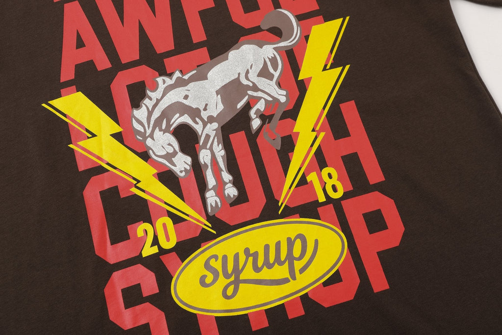 THAT'S A AWFUL LOT OF COUGH SYRUP Bull Lightning Graphic T-Shirt — detail