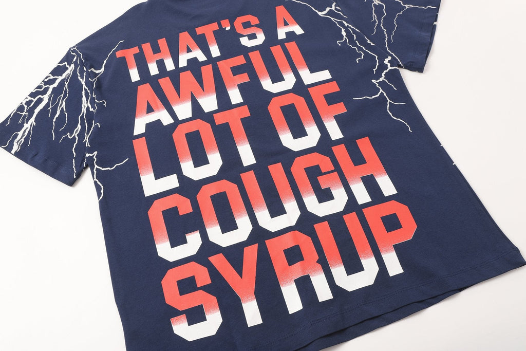 THAT'S A AWFUL LOT OF COUGH SYRUP Lightning Cartoon Graphic T-Shirt — detail