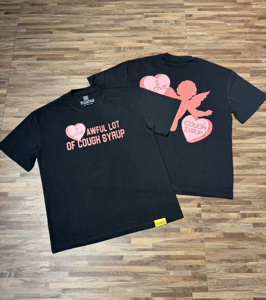 THAT'S A AWFUL LOT OF COUGH SYRUP Cupid Heart Graphic T-Shirt — context