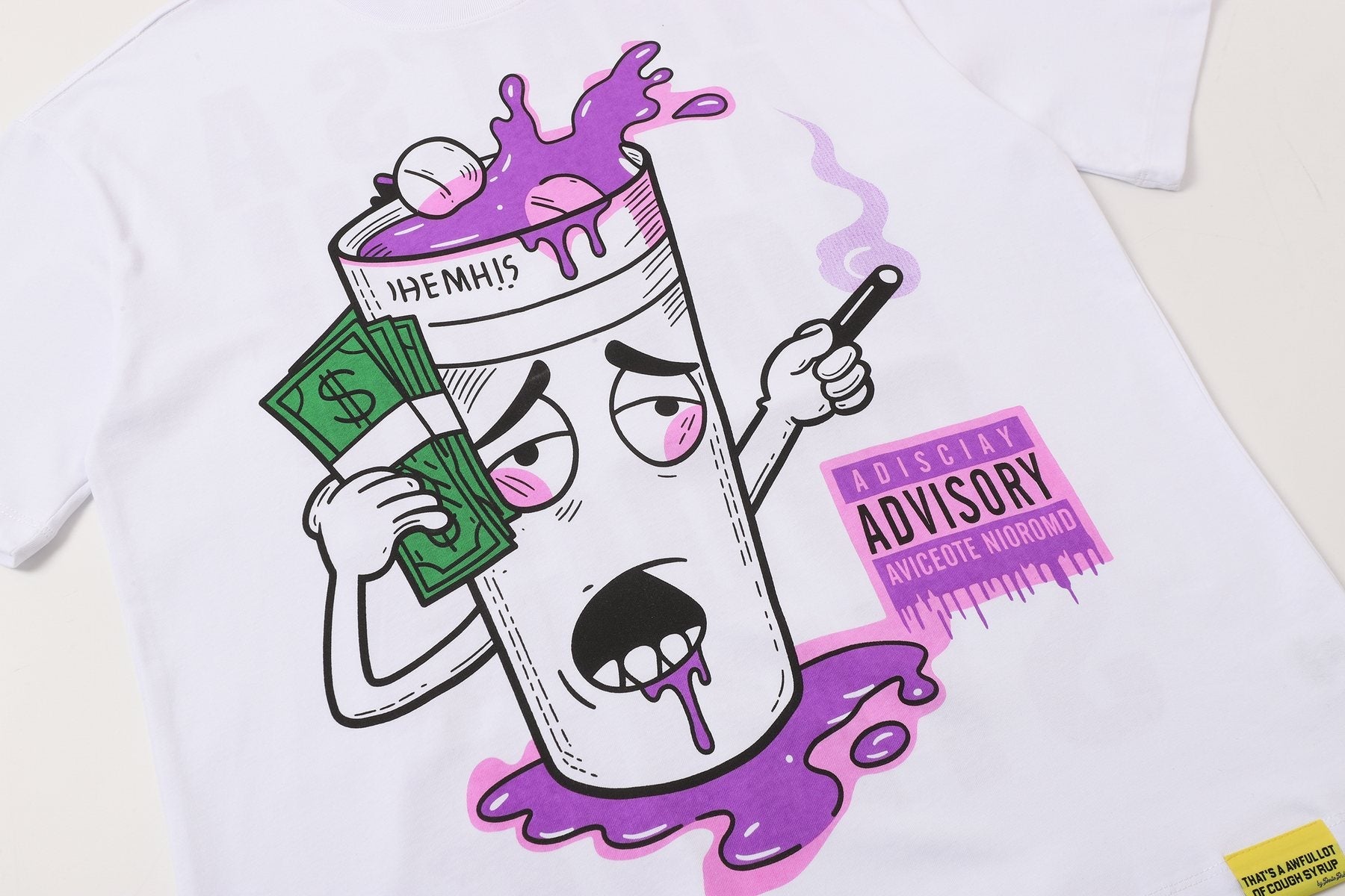 THAT'S A AWFUL LOT OF COUGH SYRUP White Front & Back Graphic T-Shirt — detail