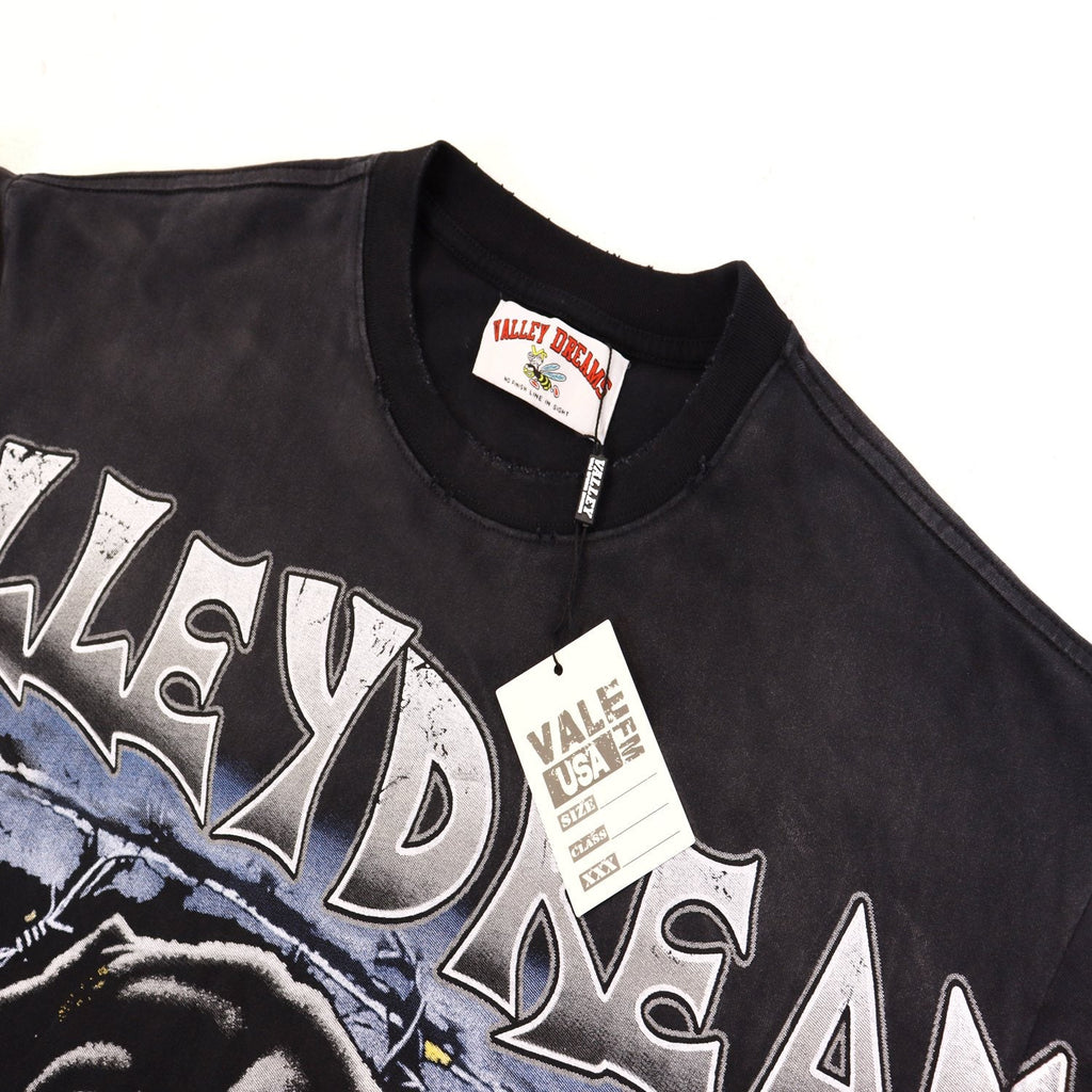 Valley Dreams Rottweiler Graphic Washed Black T-Shirt — hang_tag