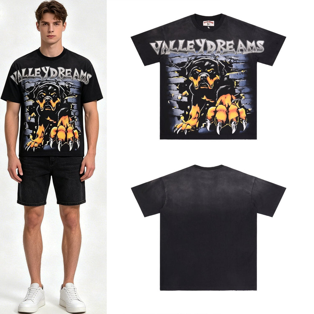 Valley Dreams Rottweiler Graphic Washed Black T-Shirt — context