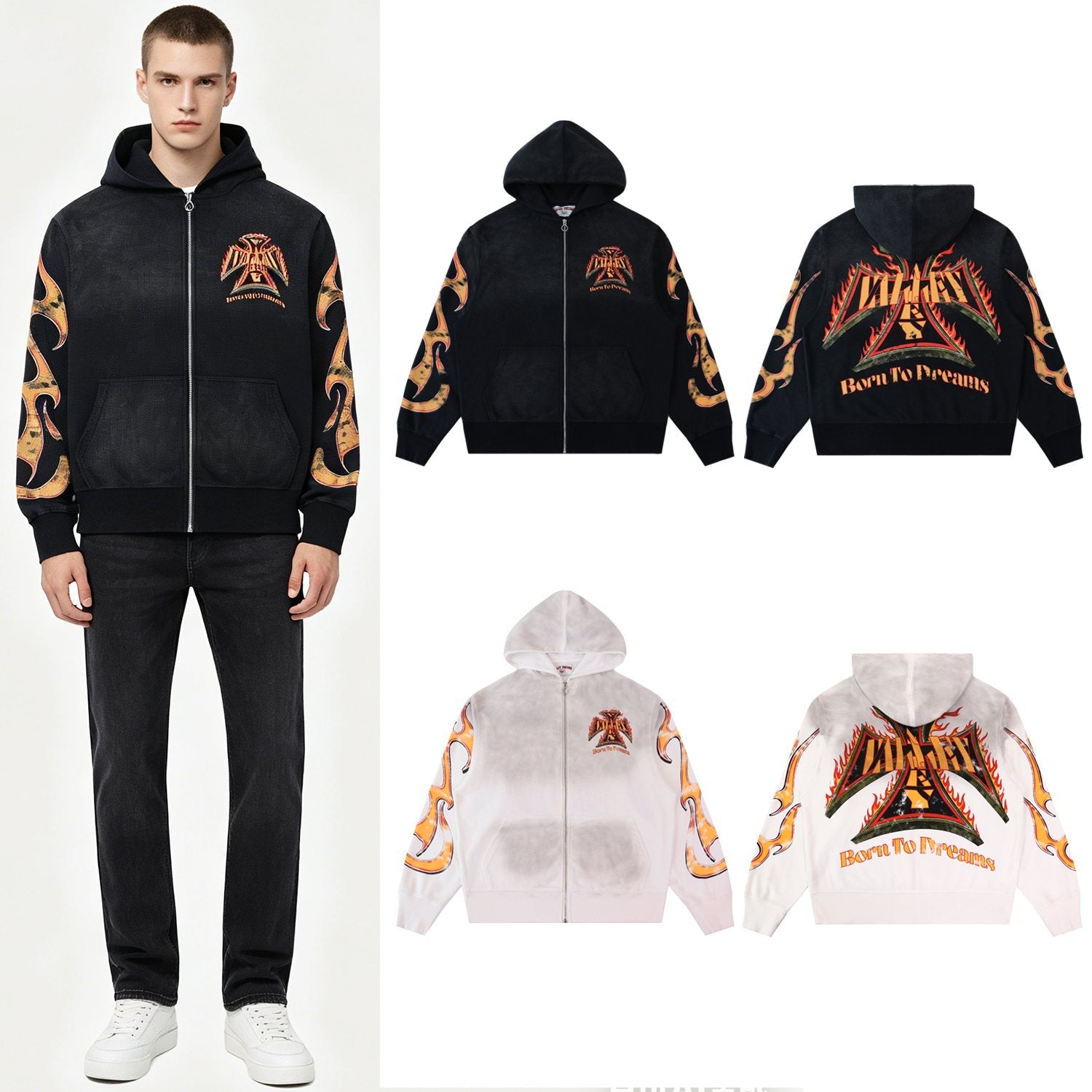 Valley Dreams Death or Glory Flame Zip Hoodie — context