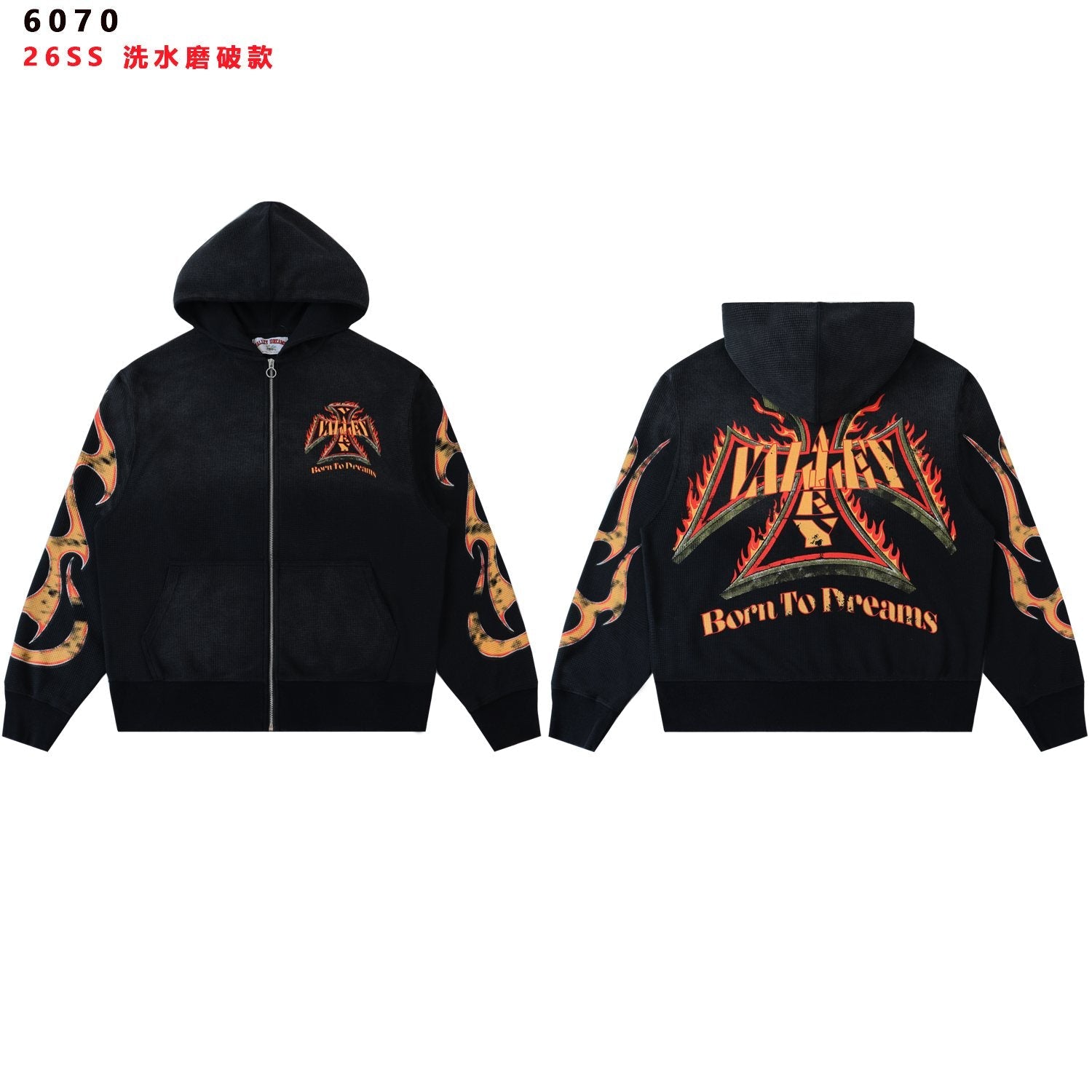 Valley Dreams Death or Glory Flame Zip Hoodie — front