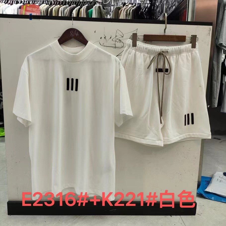 ESSENTIALS Three-Bar Graphic T-Shirt and Shorts Set — front