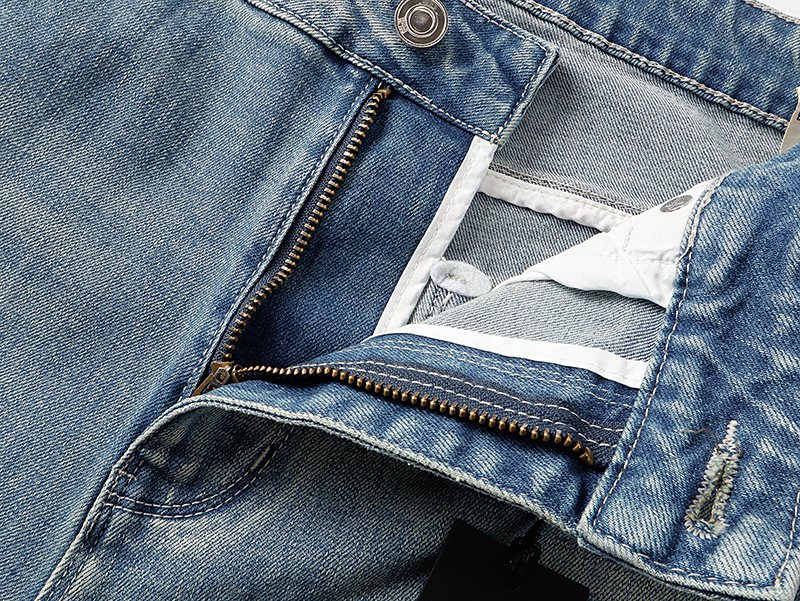 R+A Light Blue Lettered Jeans — detail