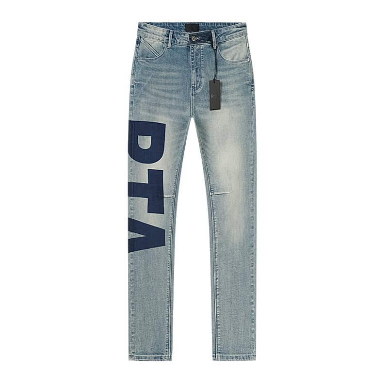 R+A Light Blue Lettered Jeans — hero