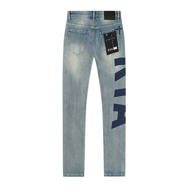 R+A Light Blue Lettered Jeans — back