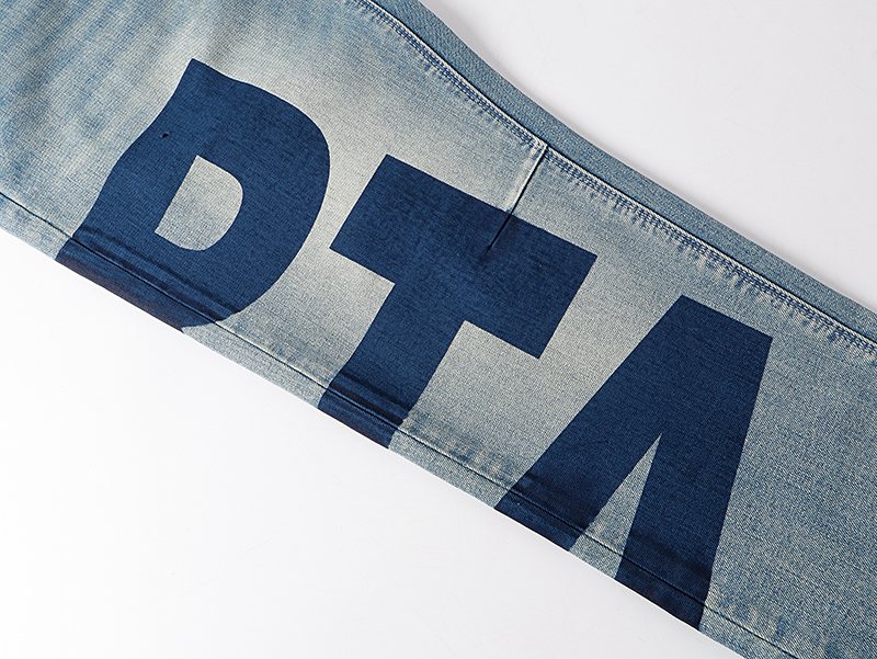 R+A Light Blue Lettered Jeans — detail