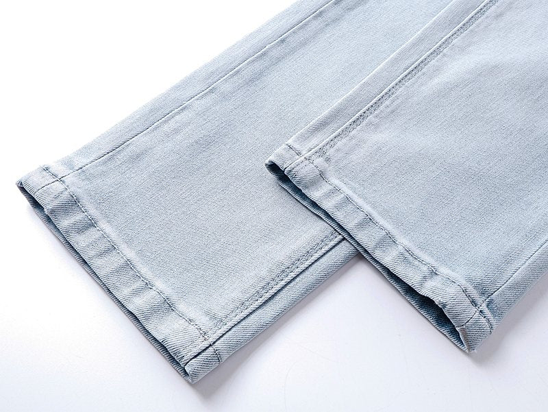 R+A Light Blue Washed Denim Jeans — detail