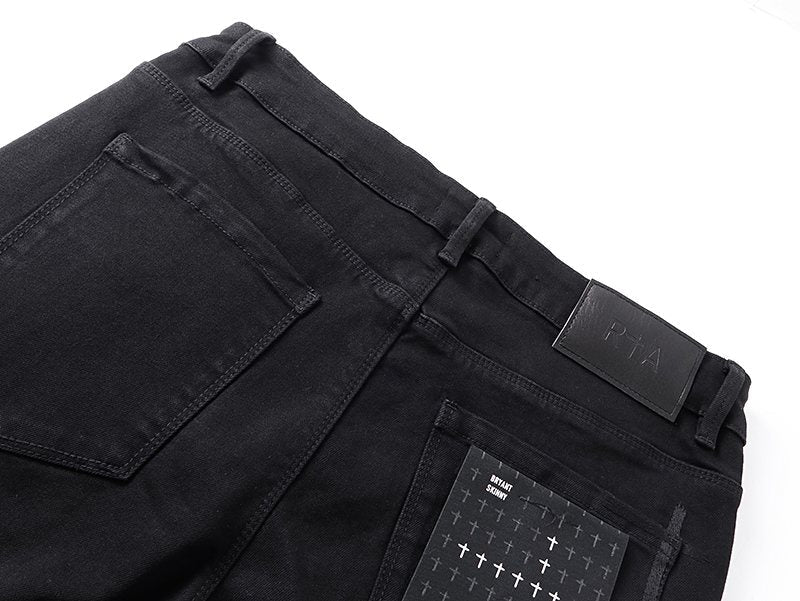 R+A Black Cross Graphic Jeans — detail