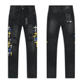 R+A Cross Embroidered Distressed Jeans — hero