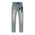 R+A Light Blue Distressed Paint Splatter Jeans — hero