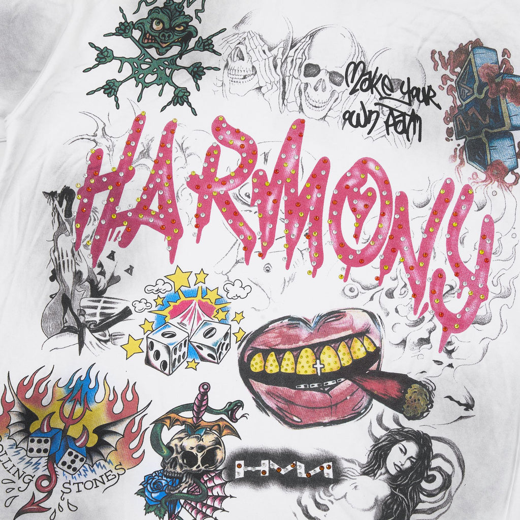 HARMONY Rhinestone-Style Graphic T-Shirt — detail