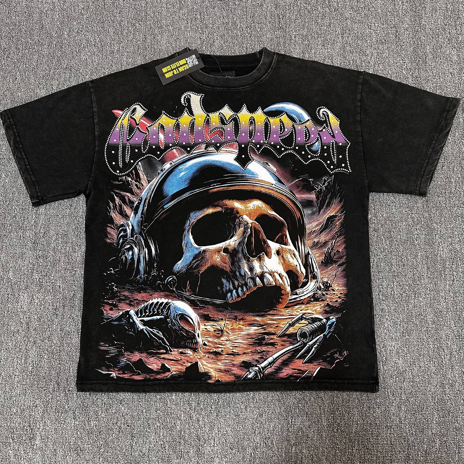 Godspeed Washed Black Skull Graphic T-Shirt — hero