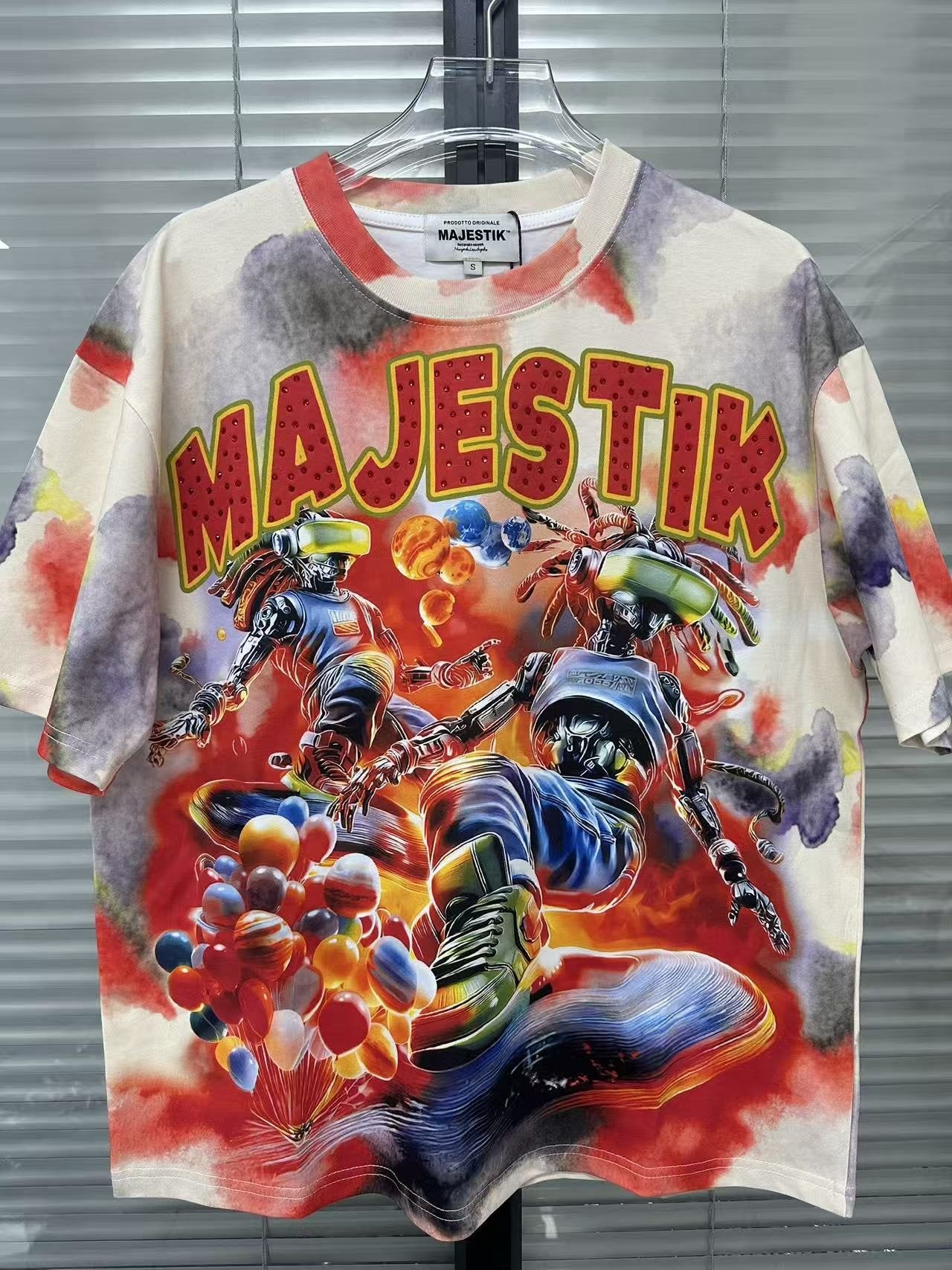 MAJESTIK Watercolor Allover Graphic T-Shirt — front