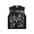 MAJESTIK Washed Black Studded Sleeveless T-Shirt — hero