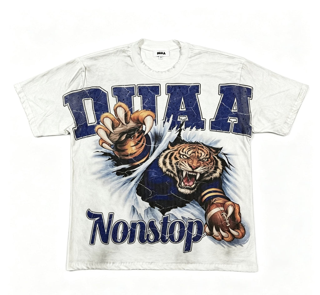 DUAA Nonstop Tiger Football Graphic T-Shirt — hero