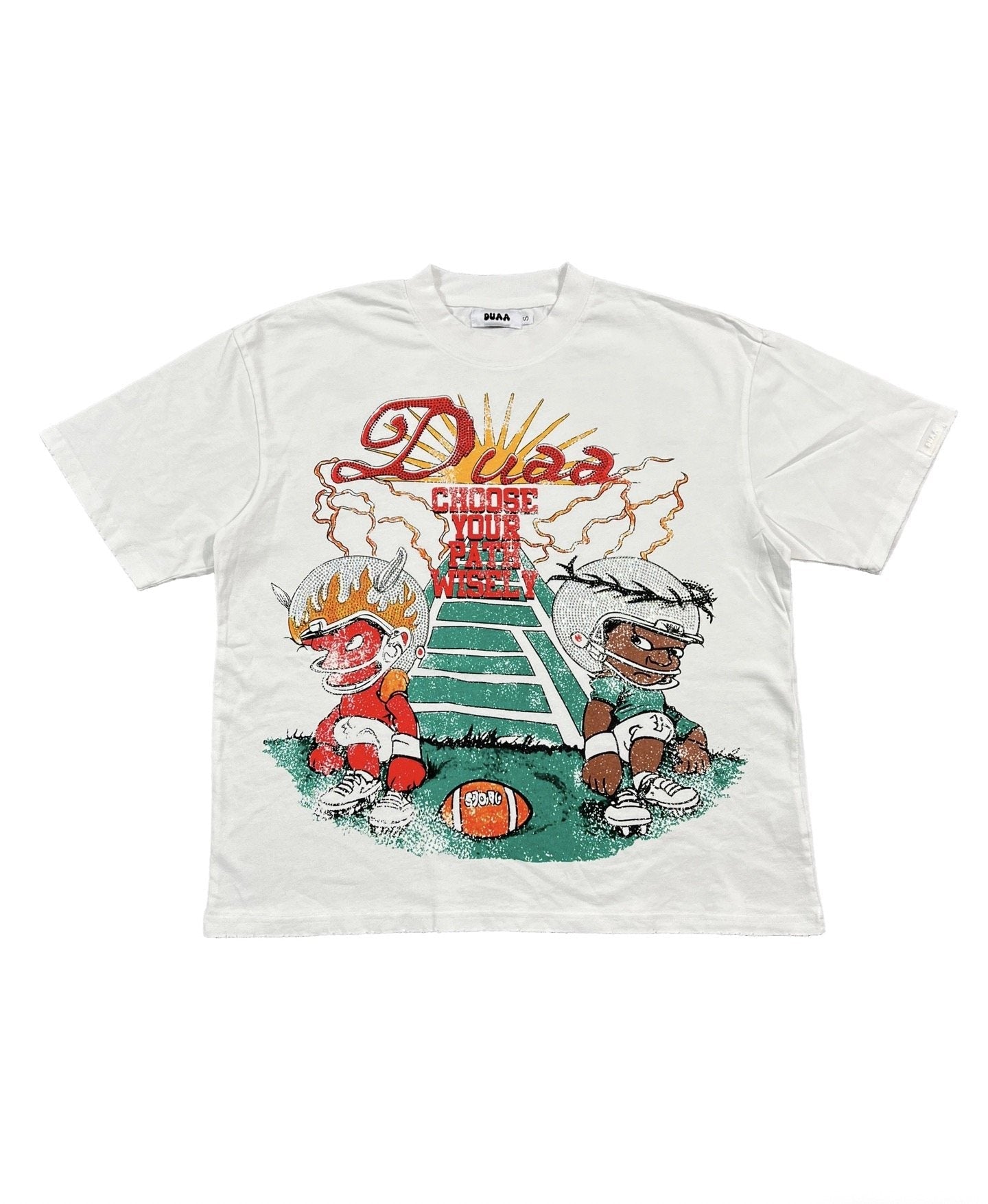 DUAA New Age Rhinestone Graphic T-Shirt — front