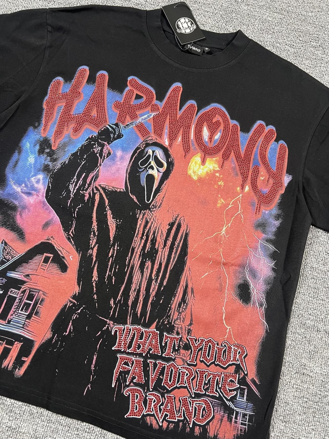 HARMONY New Age Mask Portrait Graphic T-Shirt — detail