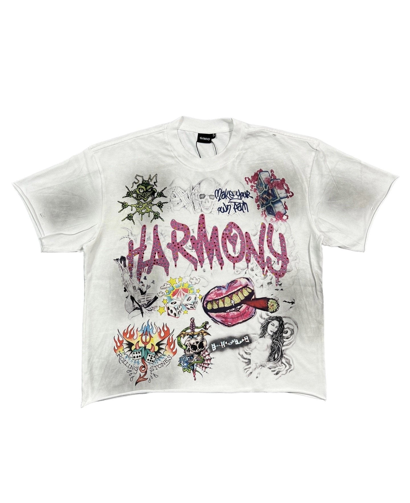 HARMONY New Age Rhinestone Graphic T-Shirt — front