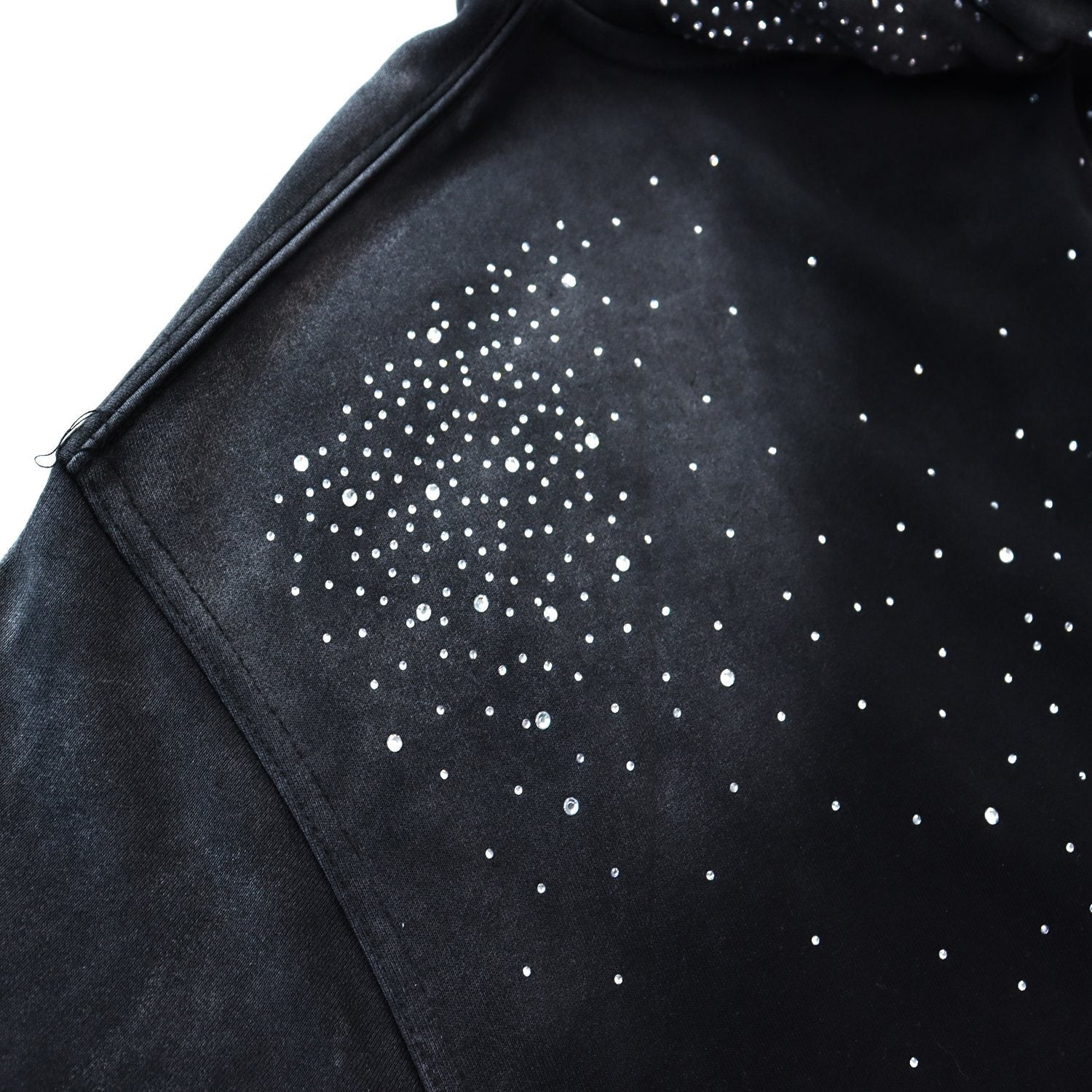 Valley Dreams Washed Rhinestone Zip Hoodie — fabric_closeup